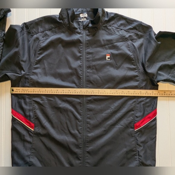 Fila Windbreaker Jacket Sport Men's XL Black Front Zip Drawstring Hem - Picture 8 of 9